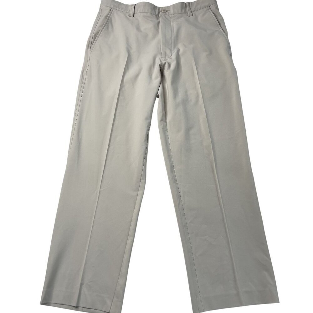 Footjoy FJ Mens Golf Pants W33/L30 Beige Stretch Flat-Front Style Casual
